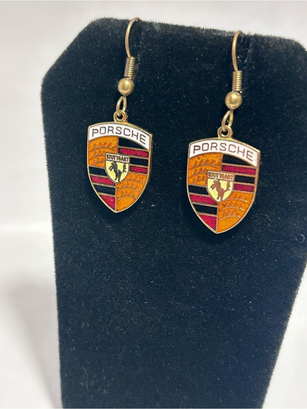 Porsche Drop Earrings - Gold, Red & Black - Picture 5 of 5